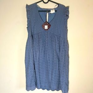 Knox Rose size Medium cap flutter sleeve eyelet gray short dress lined NWT